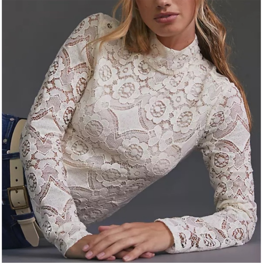 Maeve Ivory Floral Lace Top